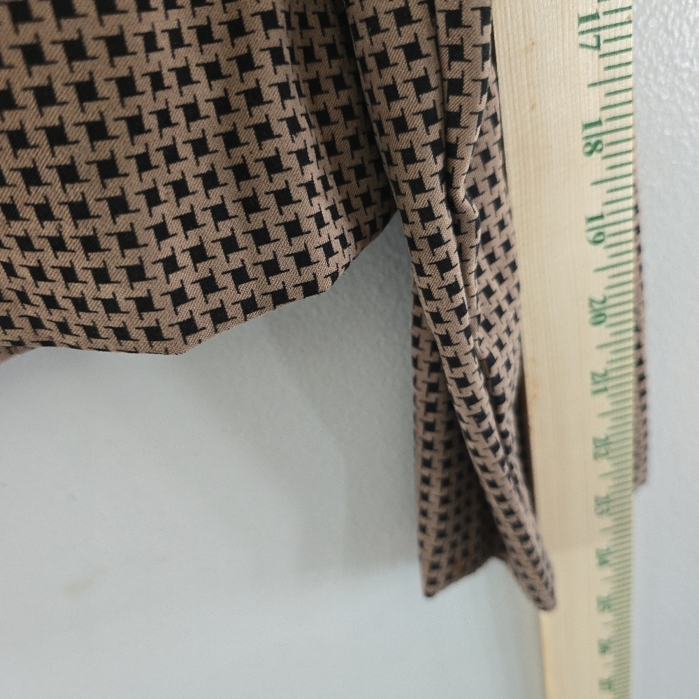 Vtg 90s Y2K Dawn Joy Houndstooth Brown Blazer Women's Sz 7/8 Velvet Office Siren - Picture 8 of 10